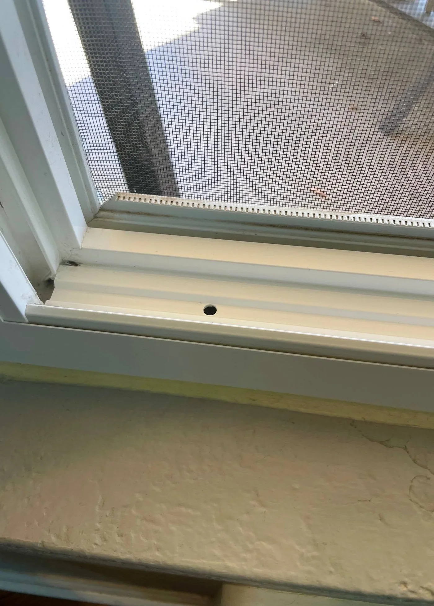 Window track after detailed cleaning